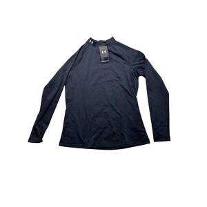 NWT Under Armour ColdGear Mock Neck Fitted Base Layer Top Black XL #977